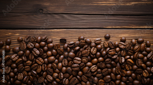 Coffee beans on a wooden background © Salman