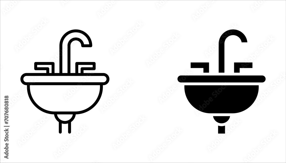 Bathroom sink unit line icon set, outline vector sign, linear style pictogram isolated on white background Bathroom sink unit line icon set, outline vector sign, linear style pictogram isolated on white background