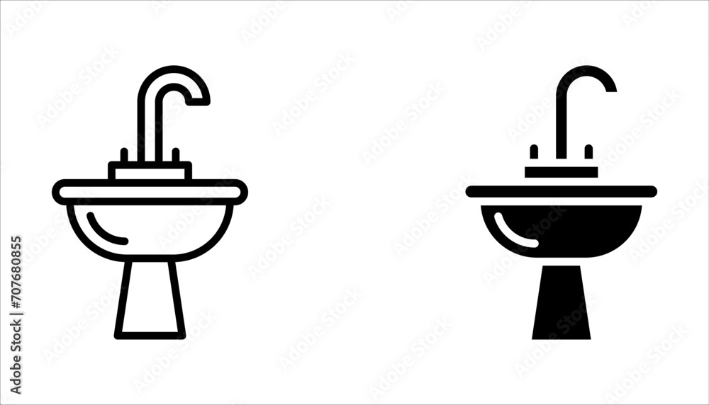 Bathroom sink unit line icon set, outline vector sign, linear style pictogram isolated on white background Bathroom sink unit line icon set, outline vector sign, linear style pictogram isolated on white background