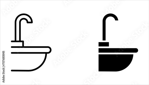 Bathroom sink unit line icon set, outline vector sign, linear style pictogram isolated on white background