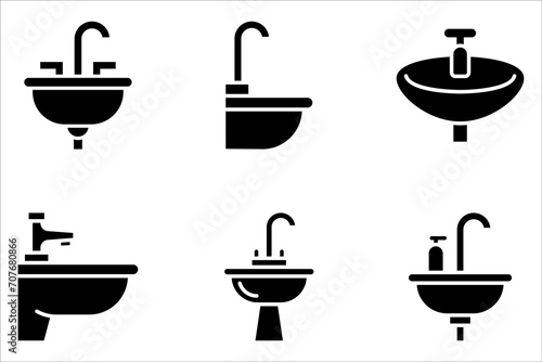 Bathroom sink unit line icon set, outline vector sign, linear style pictogram isolated on white background photo