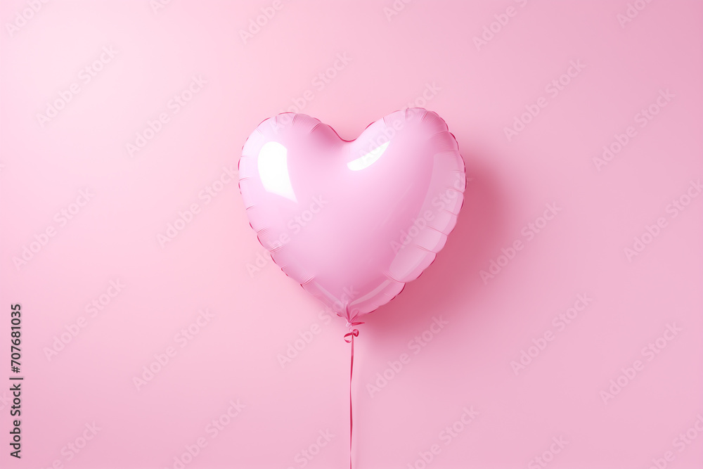 Light Pink Balloon Heart Shape Isolated on Pink Background