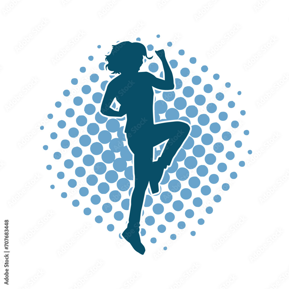 Silhouette of a female dancer in action pose. Silhouette of a woman dancing happily. Silhouette of a female dancer in action pose. Silhouette of a woman dancing happily.
