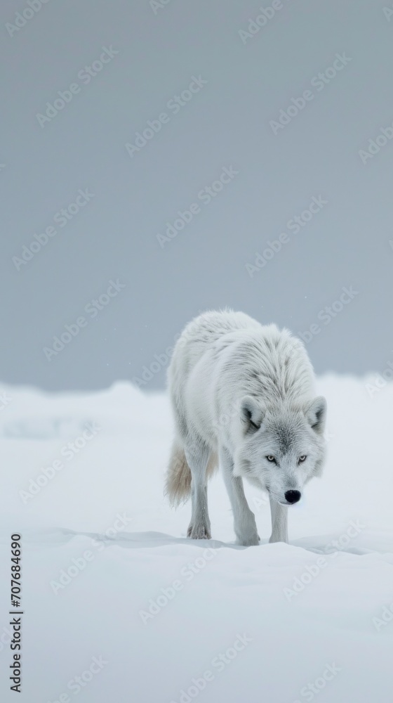 wolf walks through the snow wolf walks through the snow