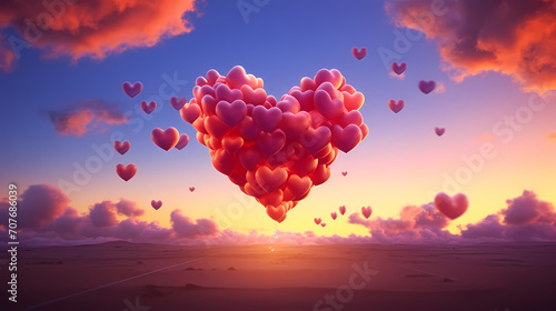 Vibrant Valentine's Day background with red hearts