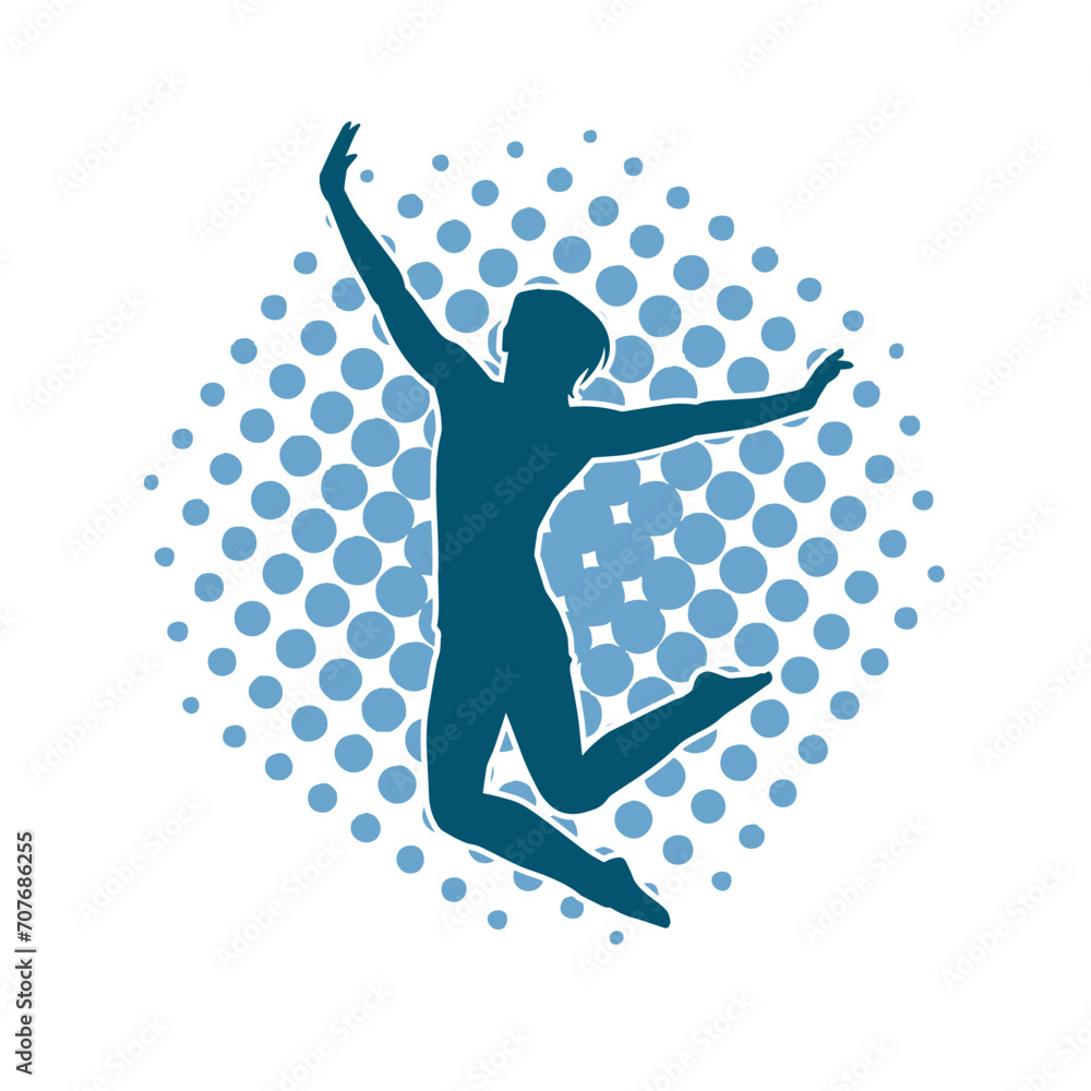Silhouette of a female ballet dancer in action pose. Silhouette of a ballerina girl dancing pose. Silhouette of a female ballet dancer in action pose. Silhouette of a ballerina girl dancing pose.