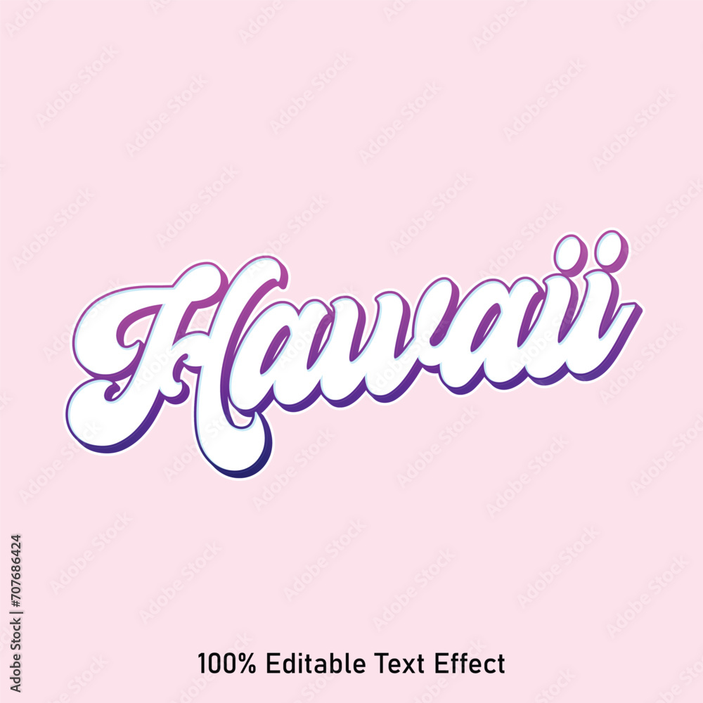 Hawaii text effect vector. Editable college t-shirt design printable text effect vector