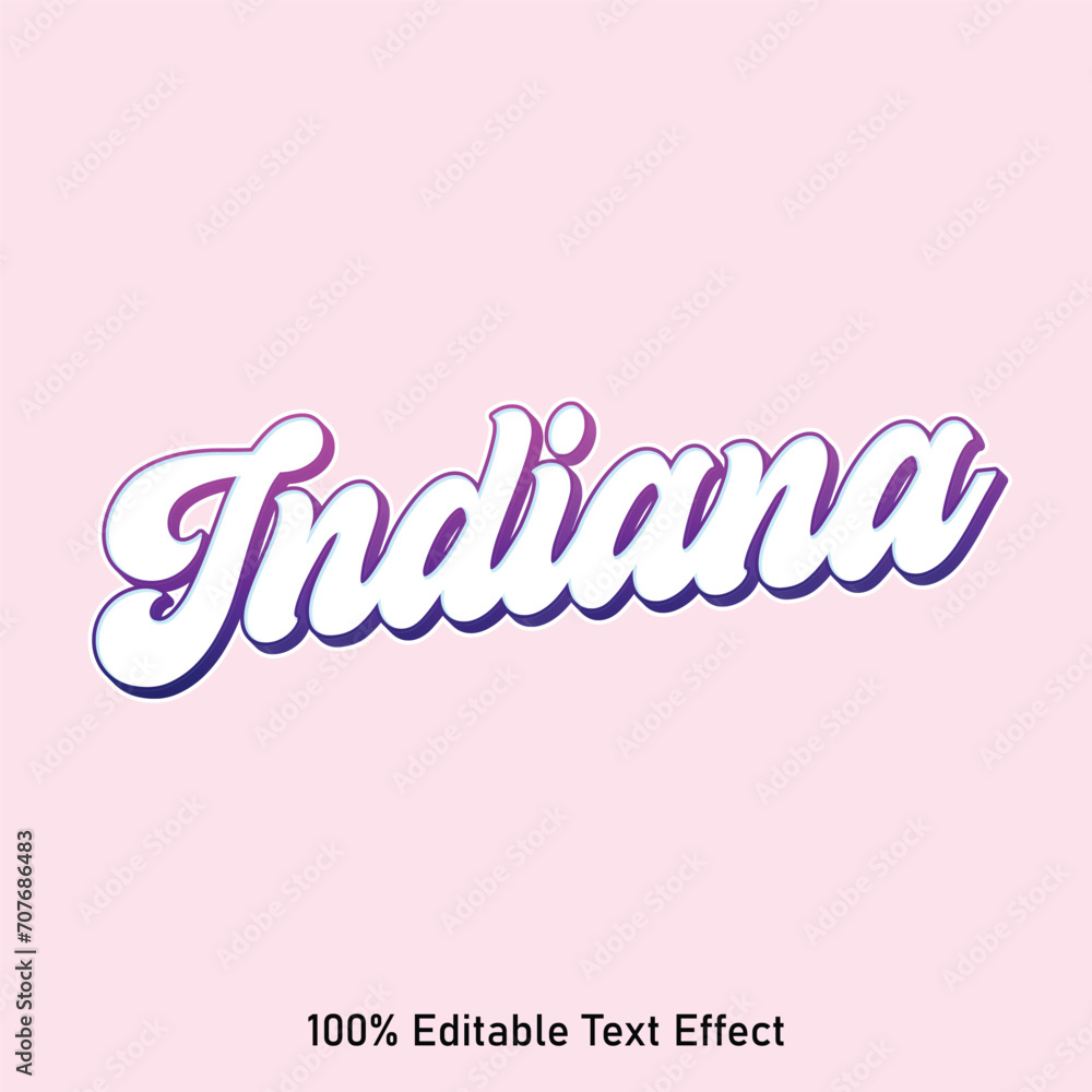 Indiana text effect vector. Editable college t-shirt design printable text effect vector