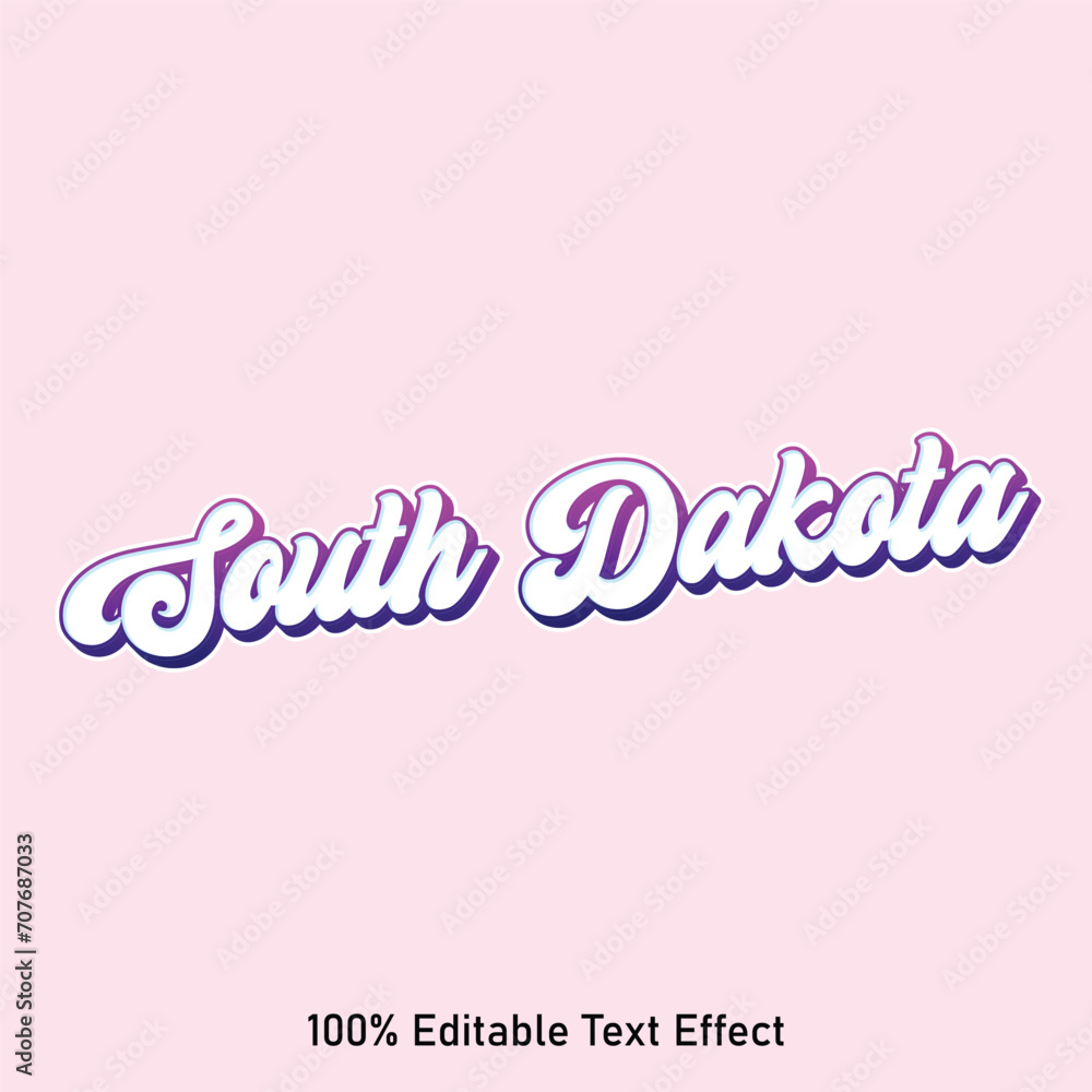 South Dakota text effect vector. Editable college t-shirt design printable text effect vector