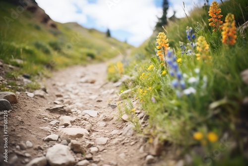 pumas tracks surrounding alpine wildflowers