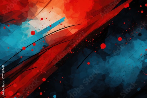 Abstract watercolor background with blue and red splashes with place for your text, for awareness Day, Week or Month photo