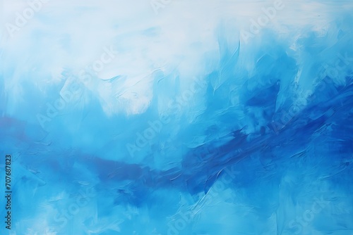 Blue acrylic painting with abstract textures and patterns on canvas for modern art and design