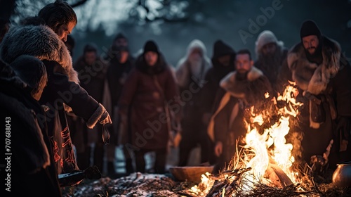 Viking Funeral Pyre: A Cinematic Norse Mythology Scene of Epic Warrior Tribute © Sascha