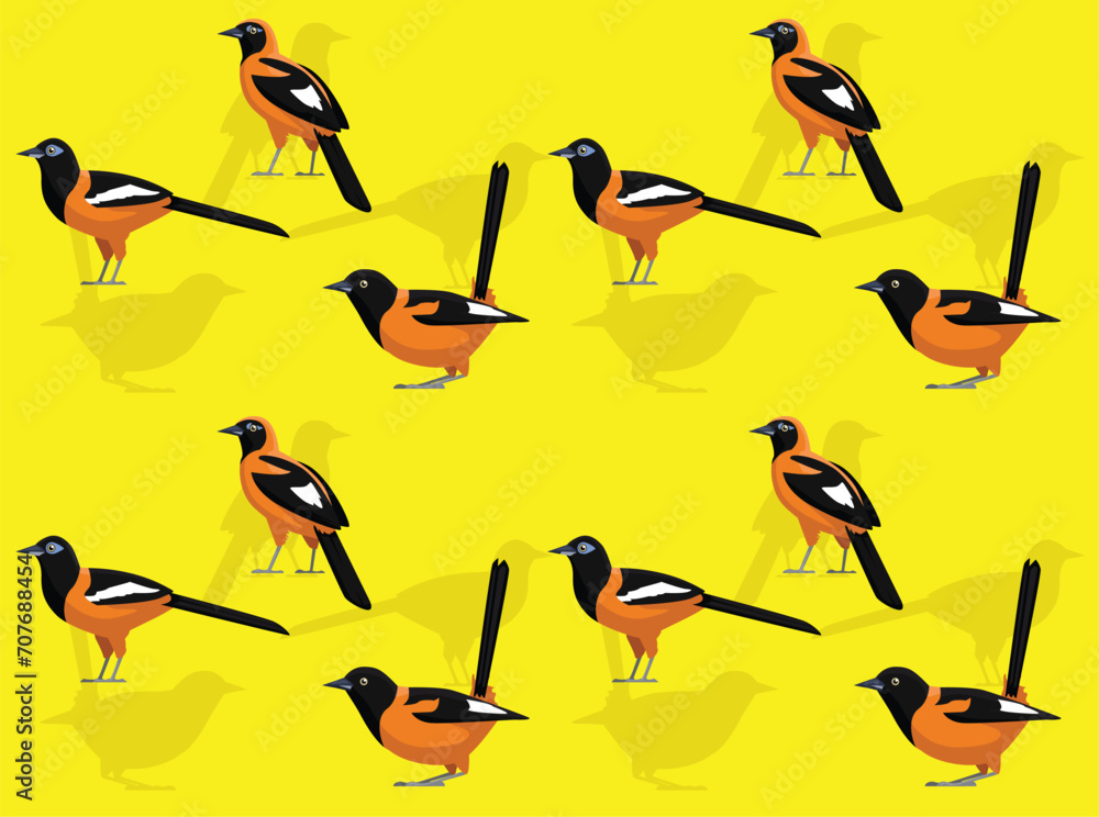 Bird Troupial Cute Seamless Wallpaper Background