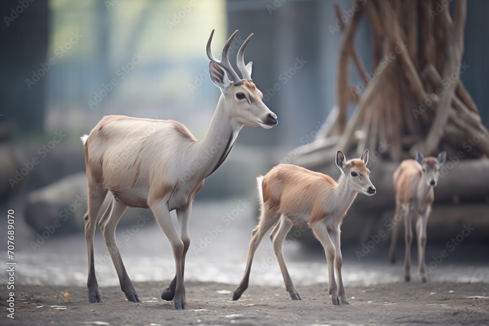 female roan antelopes with young female roan antelopes with young