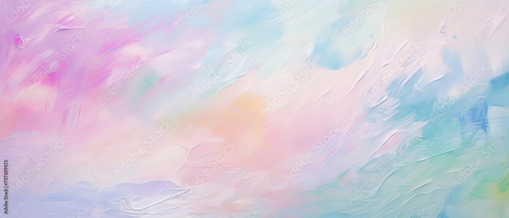 Abstract painting background with pastel positive colors and natural oil paint texture for wallpaper, pattern, art print, and other design elements