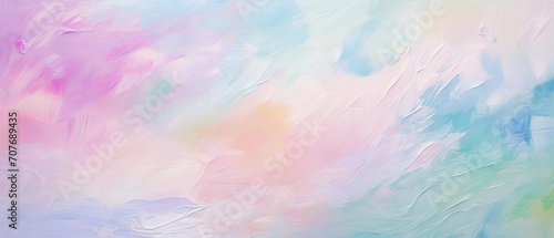 Abstract painting background with pastel positive colors and natural oil paint texture for wallpaper, pattern, art print, and other design elements photo
