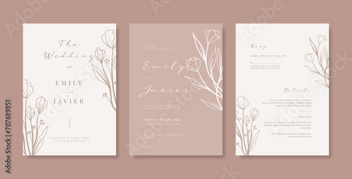 Beautiful wedding invitation template. Simple and elegant wedding card template