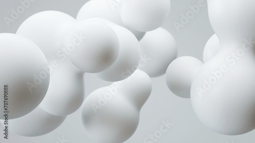 抽象的な白い背景。メタボール、リキッドボール、シャボン玉