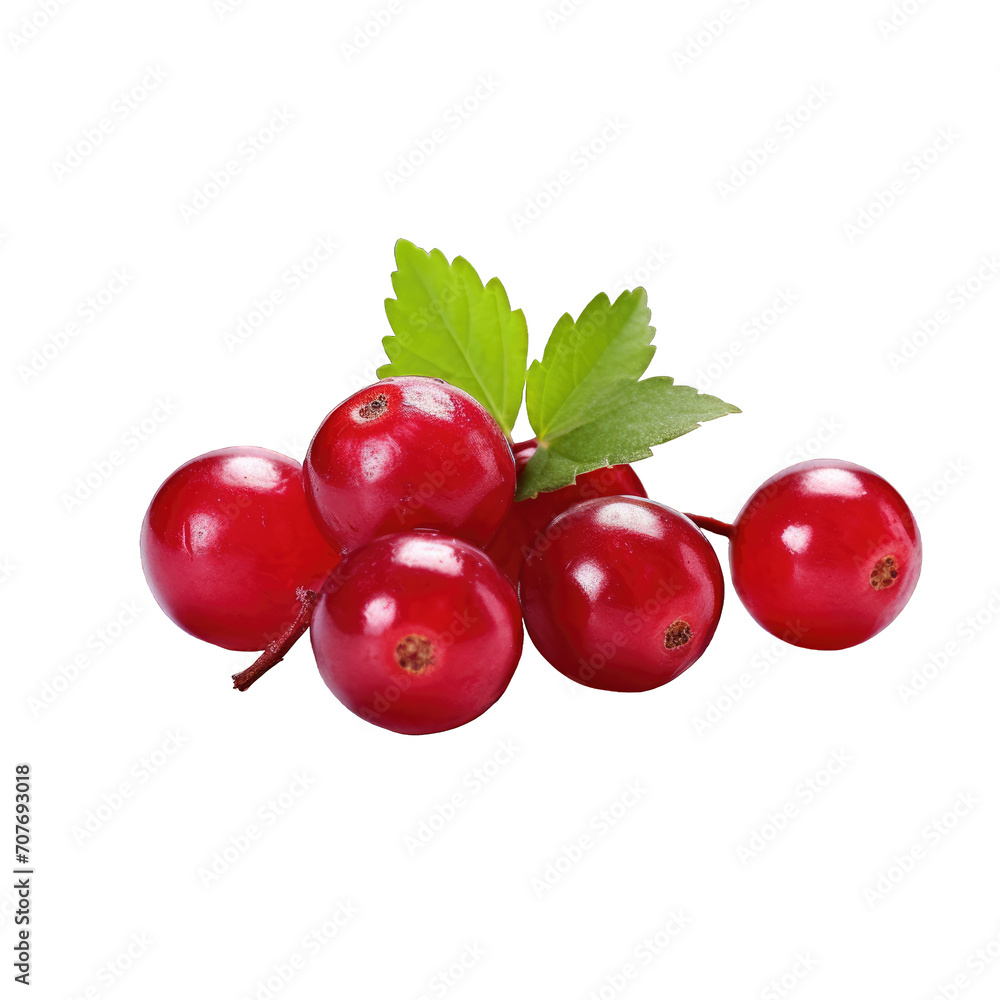 Beauty cranberry with leaves on a cutout PNG transparent background Beauty cranberry with leaves on a cutout PNG transparent background