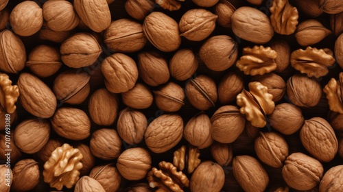 Walnut nut seamless pattern. Food repeated background.