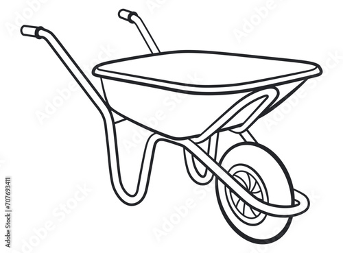 wheelbarrow black and white drawing
