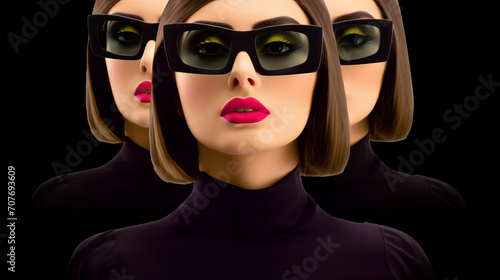 Through the Looking Glass, Enigmatic Women Embracing the Black Eyewear Trend