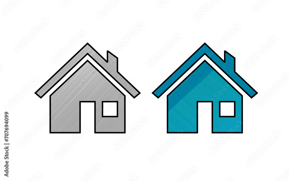 Fototapeta premium Home icon symbol blue gray with texture background