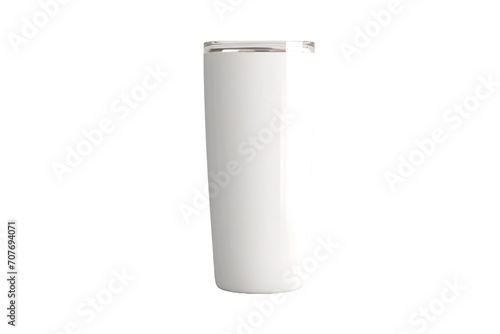 a white tumbler with a straw on a transparent background photo