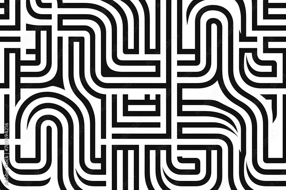 Intricate Black and White Maze Pattern Design Intricate Black and White Maze Pattern Design