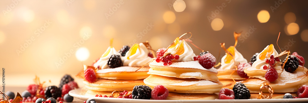 Pancake Day and Mardi Gras traditional food. Banner. - obrazy, fototapety, plakaty 
