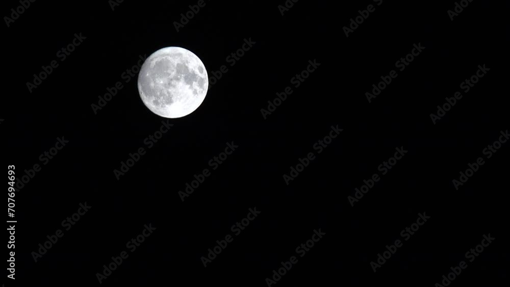 Moon Rises in Clouds in Night Sky, Dusk Light Full View, Evening Astrology, Timelapse Moon Rises in Clouds in Night Sky, Dusk Light Full View, Evening Astrology, Timelapse