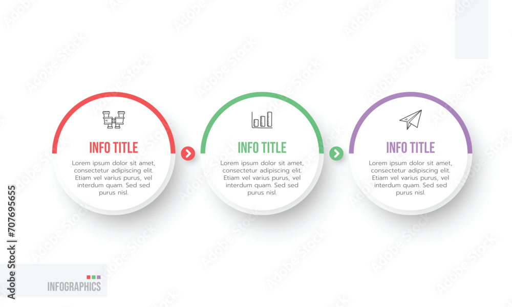 Fototapeta premium Vector Infographic circle label design template with icons and 3 options or steps.