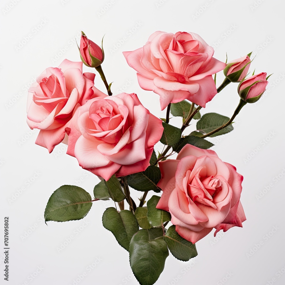 Bunch of rose on white background. congratulations. Valentine's day