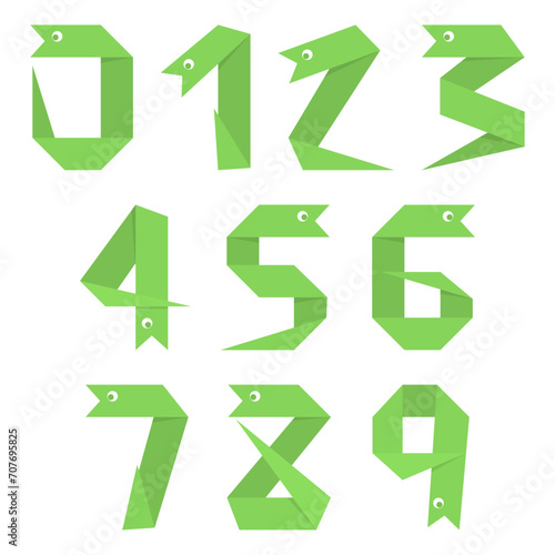 リボンのような蛇を折り曲げた数字のイラスト