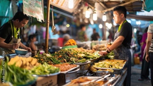 Authentic Thai cuisine at the street market reflects the taste and traditions of the region