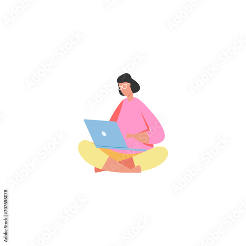 vector pose of people in pink clothes working studio