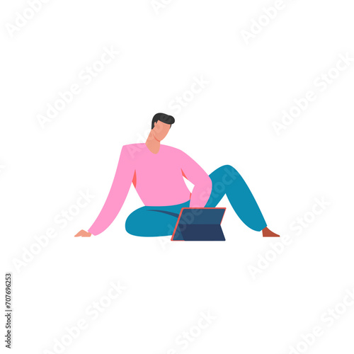 vector pose of people in pink clothes working studio