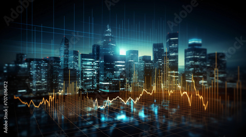 Stock market business concept with financial chart on screen and metropolis. Investment and trading background  © Business Pics