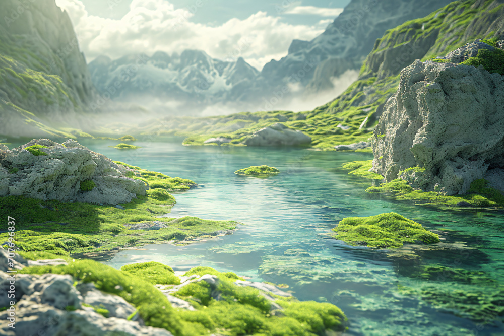 3D rendering of fantasy natural environment