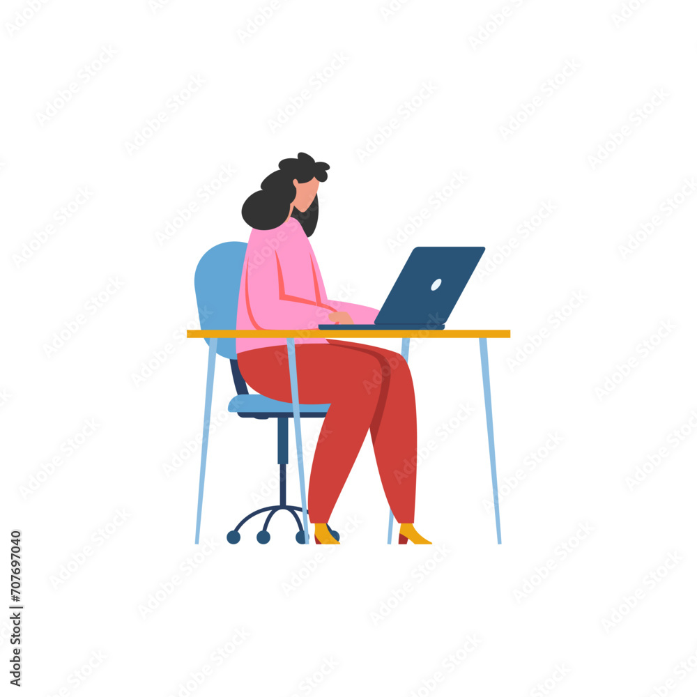 vector pose of people in pink clothes working studio