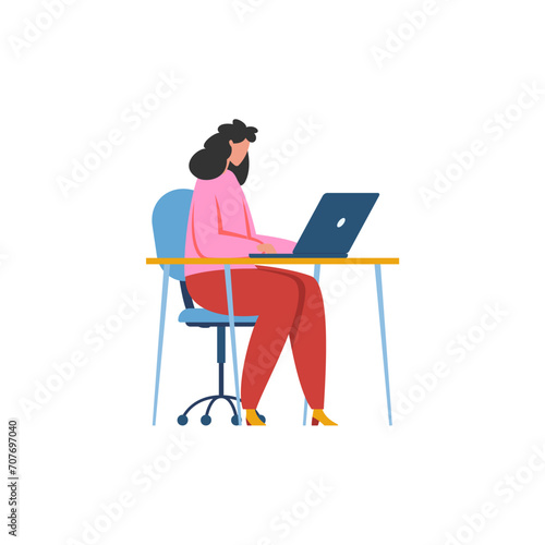 vector pose of people in pink clothes working studio