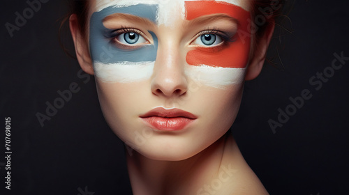 United in Color, An Artistic Portrait of a Woman Embracing the Flag of England With Vibrant Brushstrokes