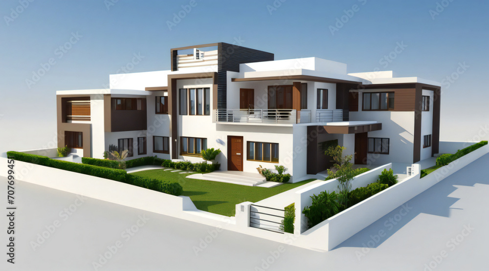 3d rendering of modern cozy house isolated on white background 3d rendering of modern cozy house isolated on white background