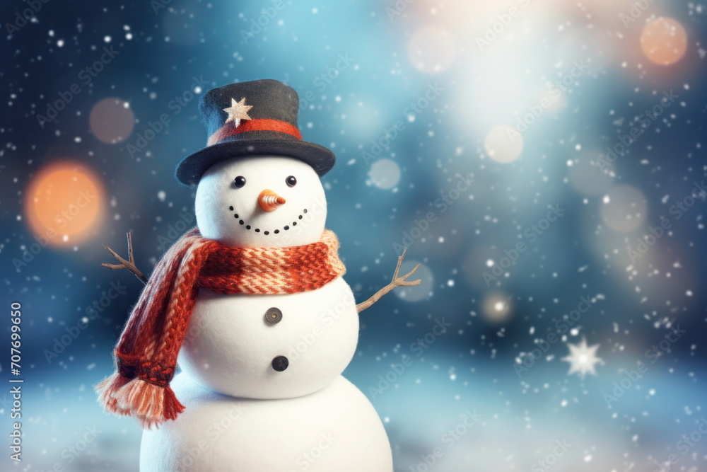 snowman with bokeh background