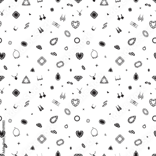 White seamless pattern in jewelry style