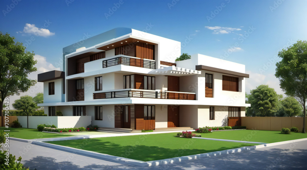 3d rendering of modern cozy house isolated on white background 3d rendering of modern cozy house isolated on white background