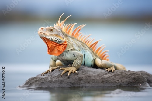 iguana basking on a flat rock © Natalia