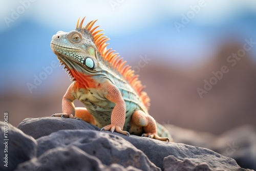iguana perched on sun-warmed rocks © Natalia