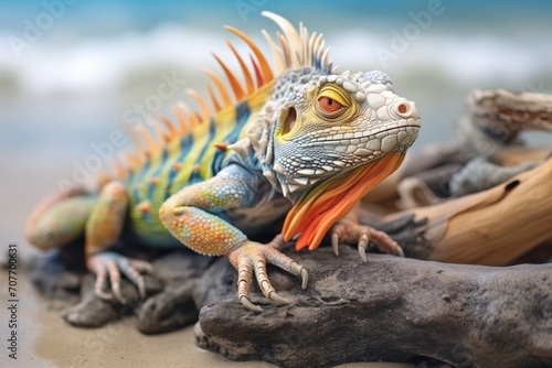 iguana on a tropical beach rock © Natalia